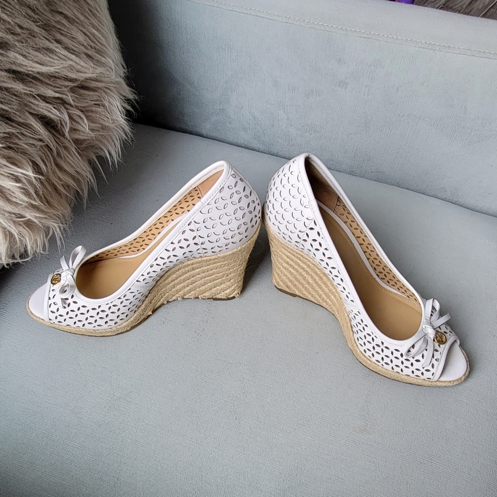 Michael Kors white espadrille wedges